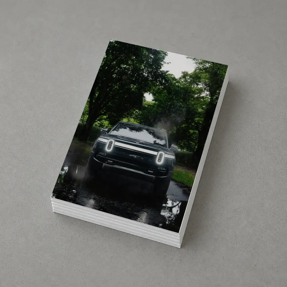 Rivian R1T Truck Rainy Forest Road – Postcards