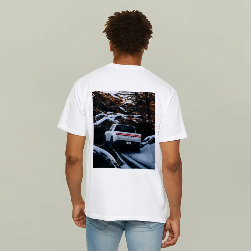 Rivian R1T Truck Snowy Mountain Trail – T-Shirts