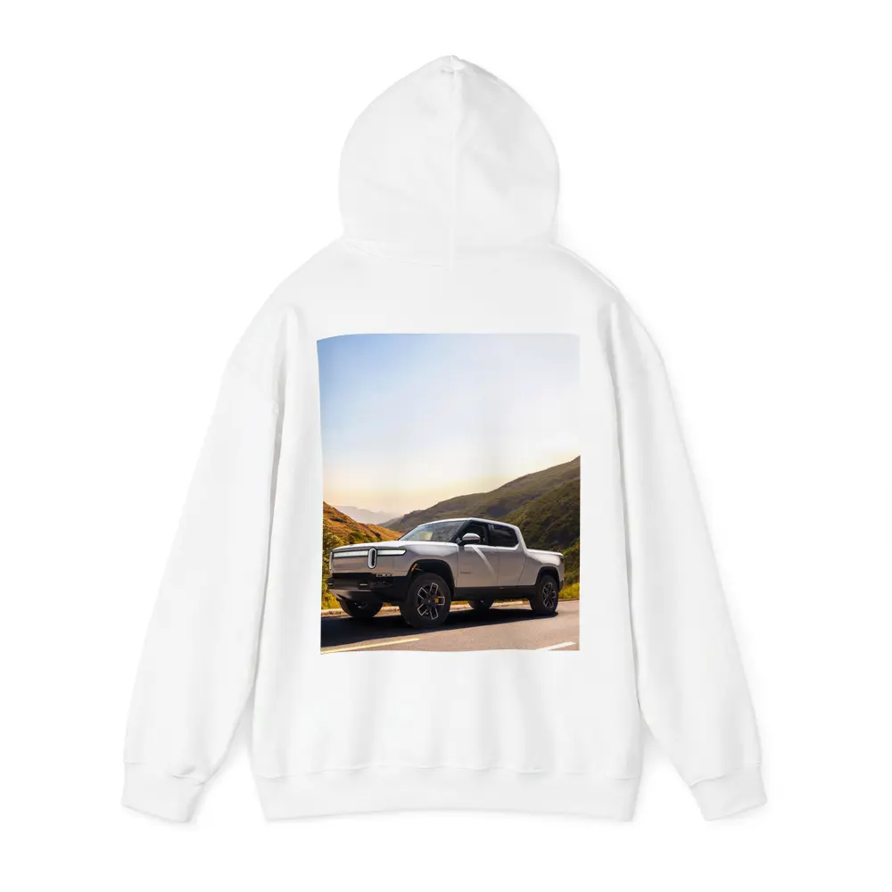 Rivian R1T Electric Truck Mountain Highway Sunrise – Hoodies