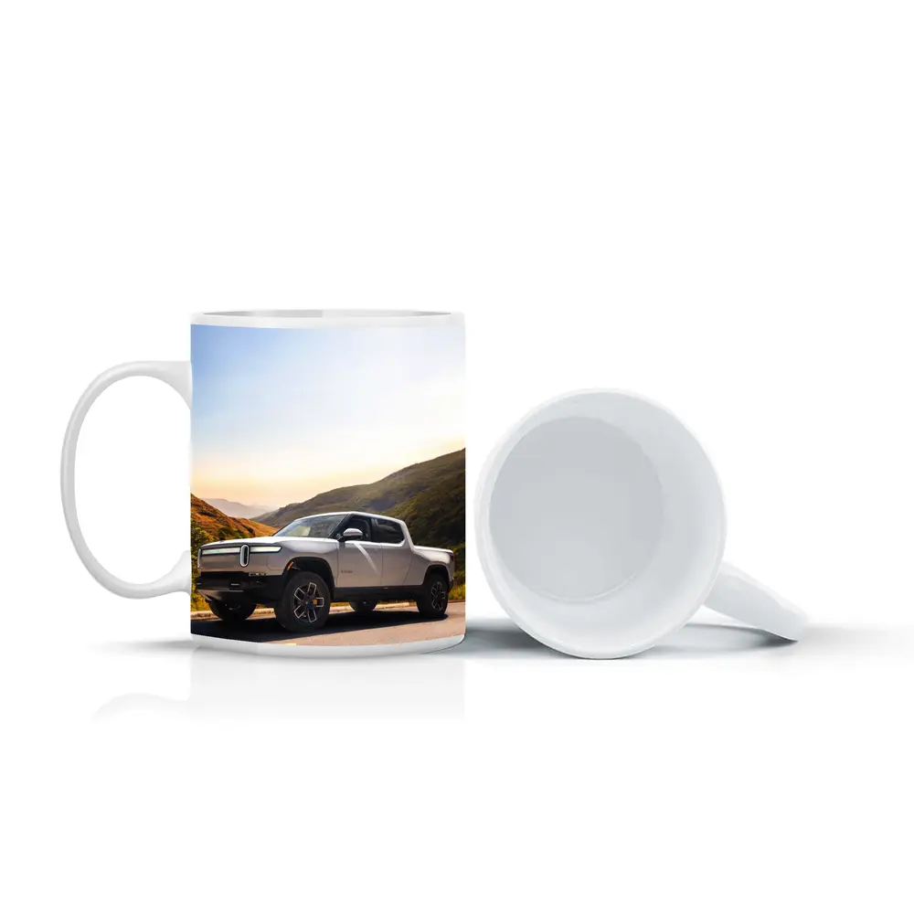 Rivian R1T Electric Truck Mountain Highway Sunrise – Mugs