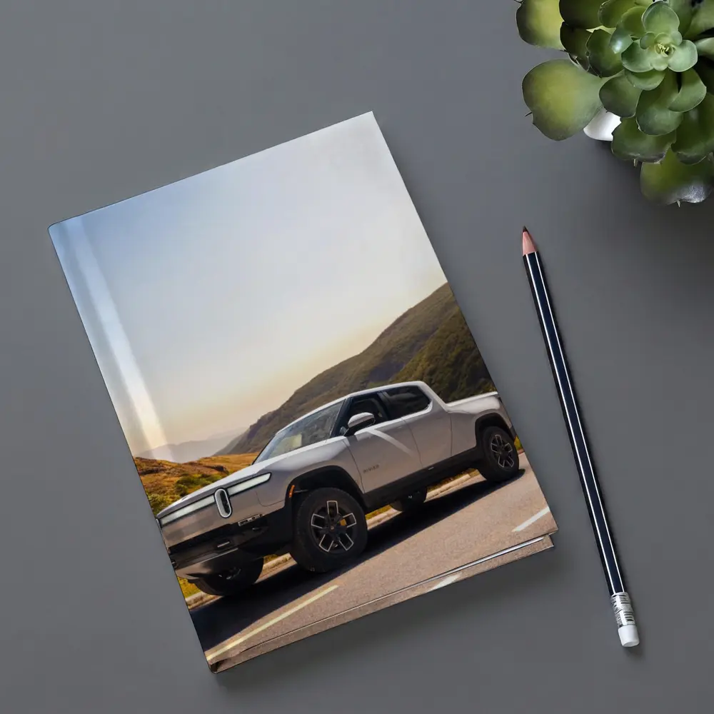 Rivian R1T Electric Truck Mountain Highway Sunrise – Notebooks
