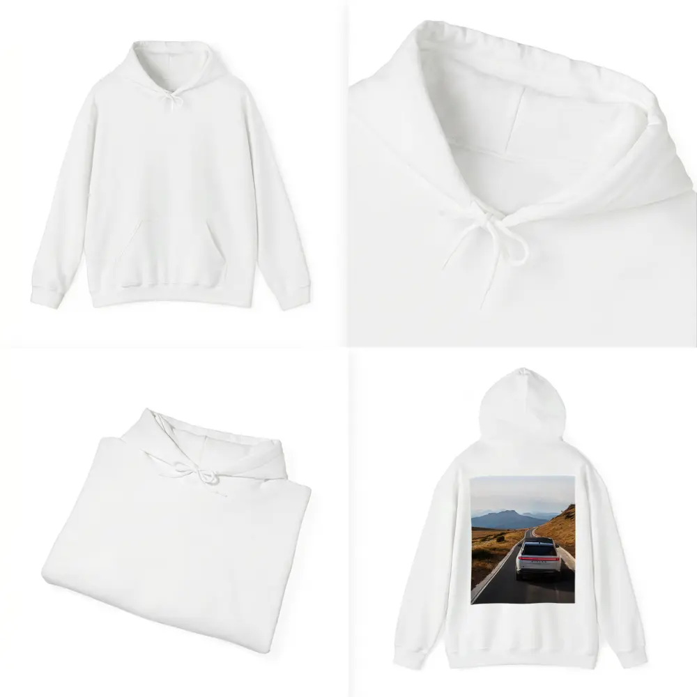 Rivian R1S On Mountain Road At Dusk – Hoodies