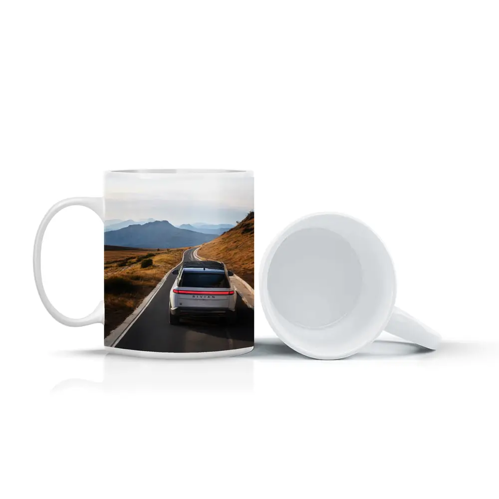 Rivian R1S On Mountain Road At Dusk – Mugs