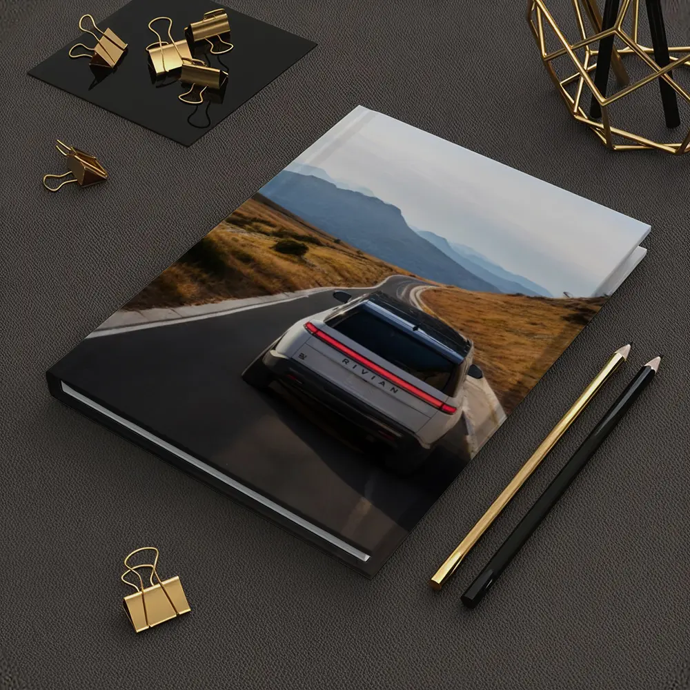 Rivian R1S On Mountain Road At Dusk – Notebooks