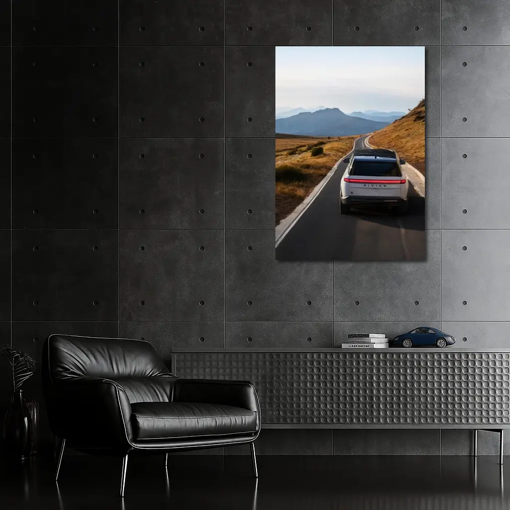 Rivian R1S On Mountain Road At Dusk – Wall Art