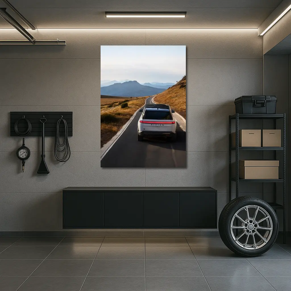 Rivian R1S On Mountain Road At Dusk – Wall Art