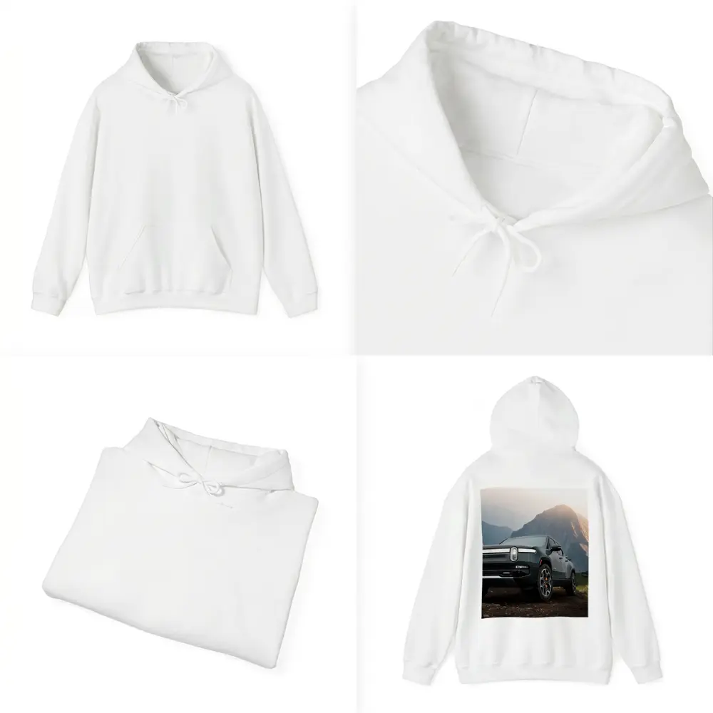 Rivian R1T Truck Rugged Mountain Landscape – Hoodies