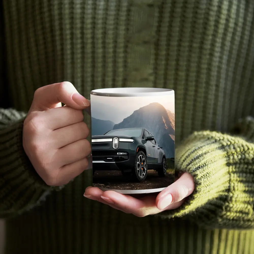 Rivian R1T Truck Rugged Mountain Landscape – Mugs