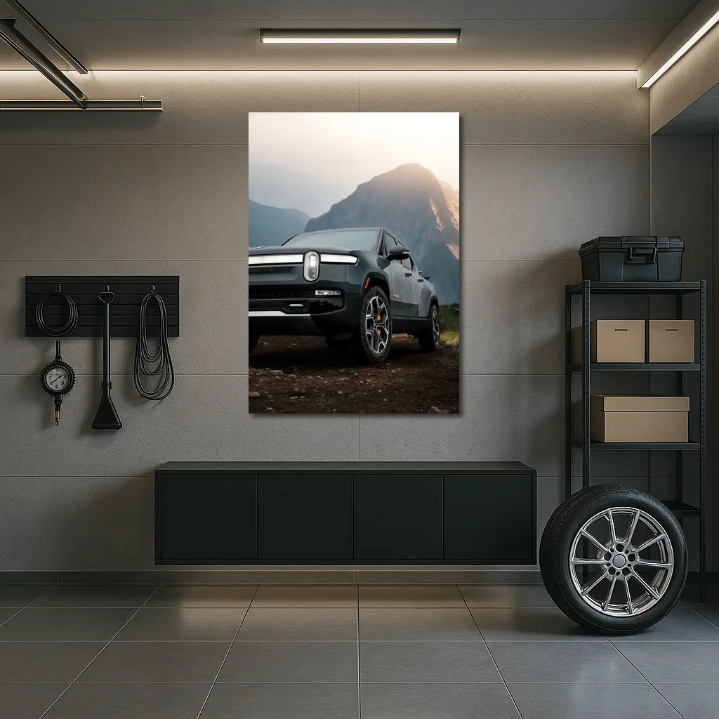 Rivian R1T Truck Rugged Mountain Landscape – Wall Art
