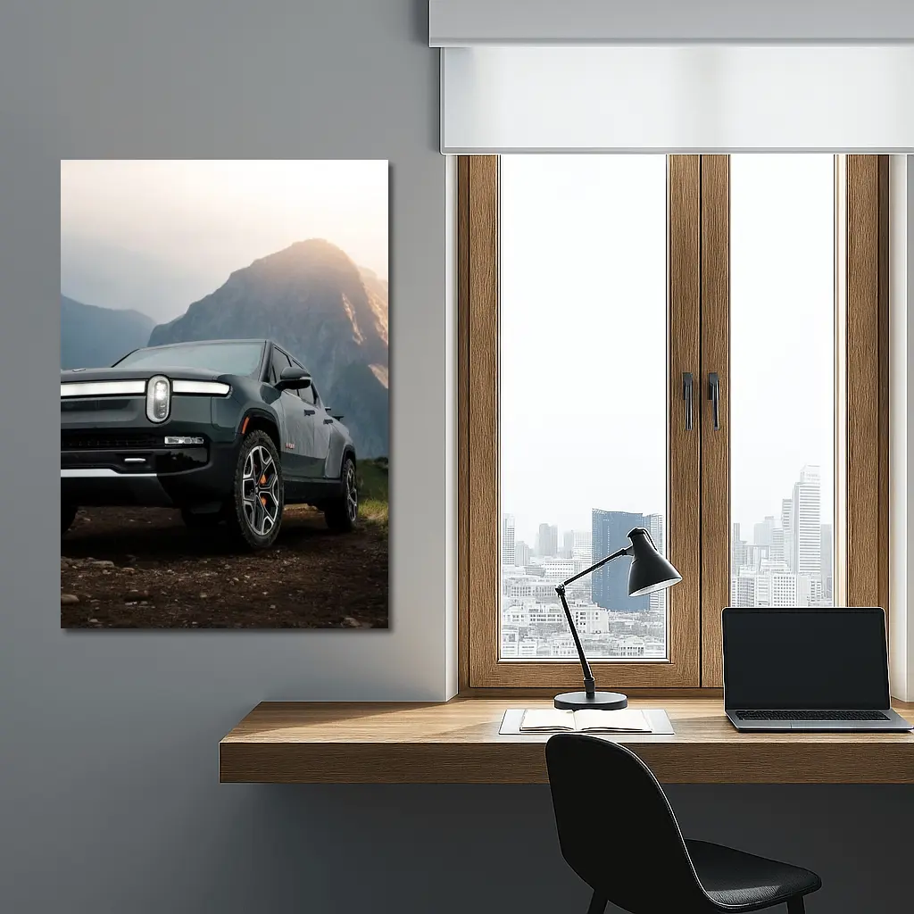 Rivian R1T Truck Rugged Mountain Landscape – Wall Art