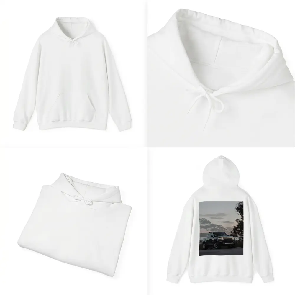 Rivian R1T Black Truck Winter Mountain Dusk – Hoodies