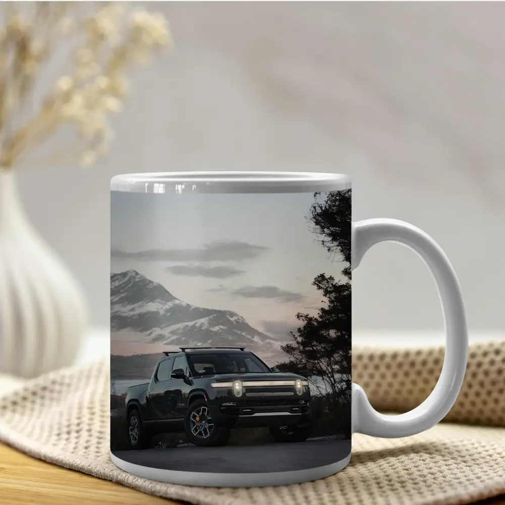 Rivian R1T Black Truck Winter Mountain Dusk – Mugs