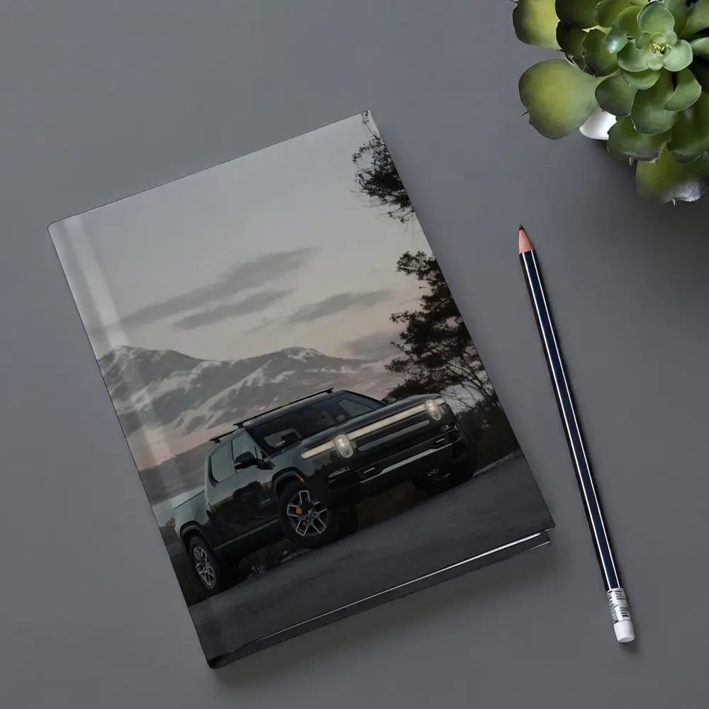 Rivian R1T Black Truck Winter Mountain Dusk – Notebooks