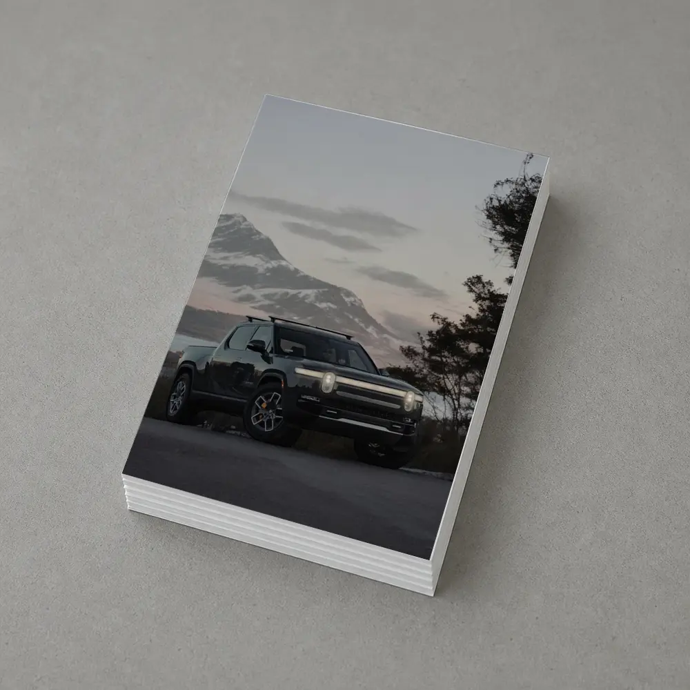 Rivian R1T Black Truck Winter Mountain Dusk – Postcards
