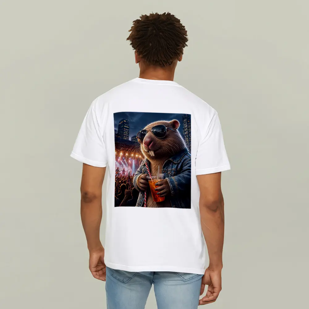 Cool Capybara Drinking at Rock Concert – T-Shirts