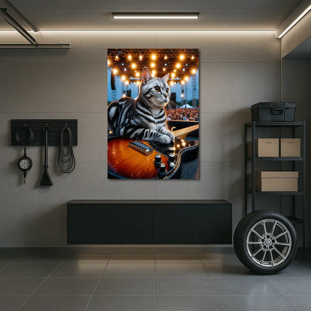 American Shorthair Cat Guitar Concert Stage – Wall Art