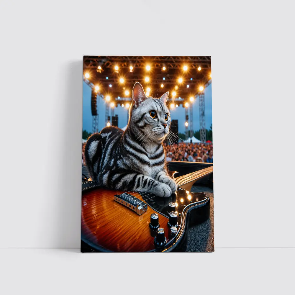 American Shorthair Cat Guitar Concert Stage – Wall Art