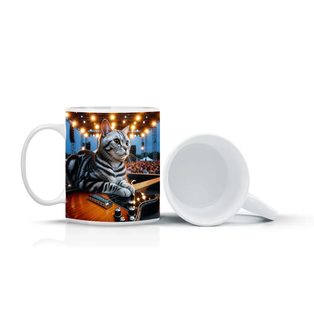 American Shorthair Cat Guitar Concert Stage – Mugs