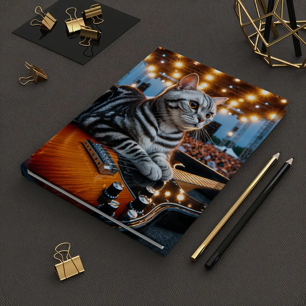 American Shorthair Cat Guitar Concert Stage – Notebooks