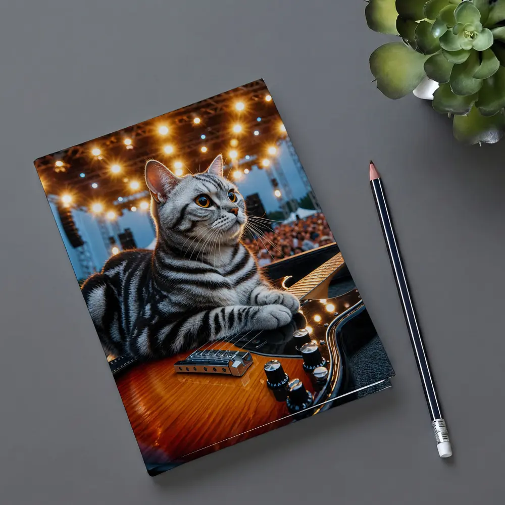 American Shorthair Cat Guitar Concert Stage – Notebooks
