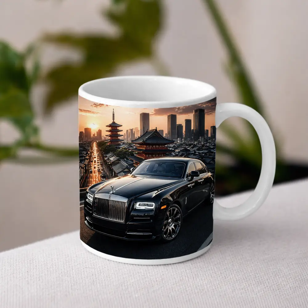 Rolls Royce Ghost Black Tokyo City Sunset – Mugs