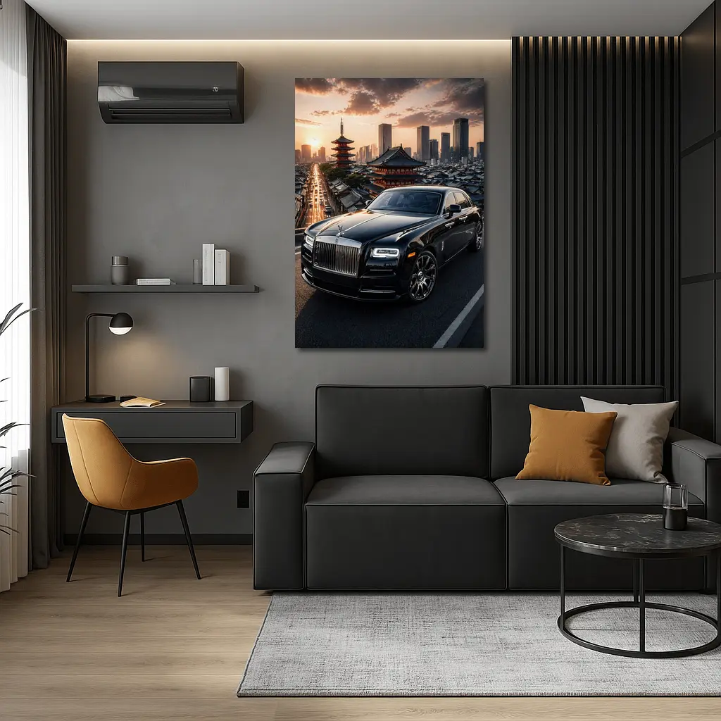 Rolls Royce Ghost Black Tokyo City Sunset – Wall Art