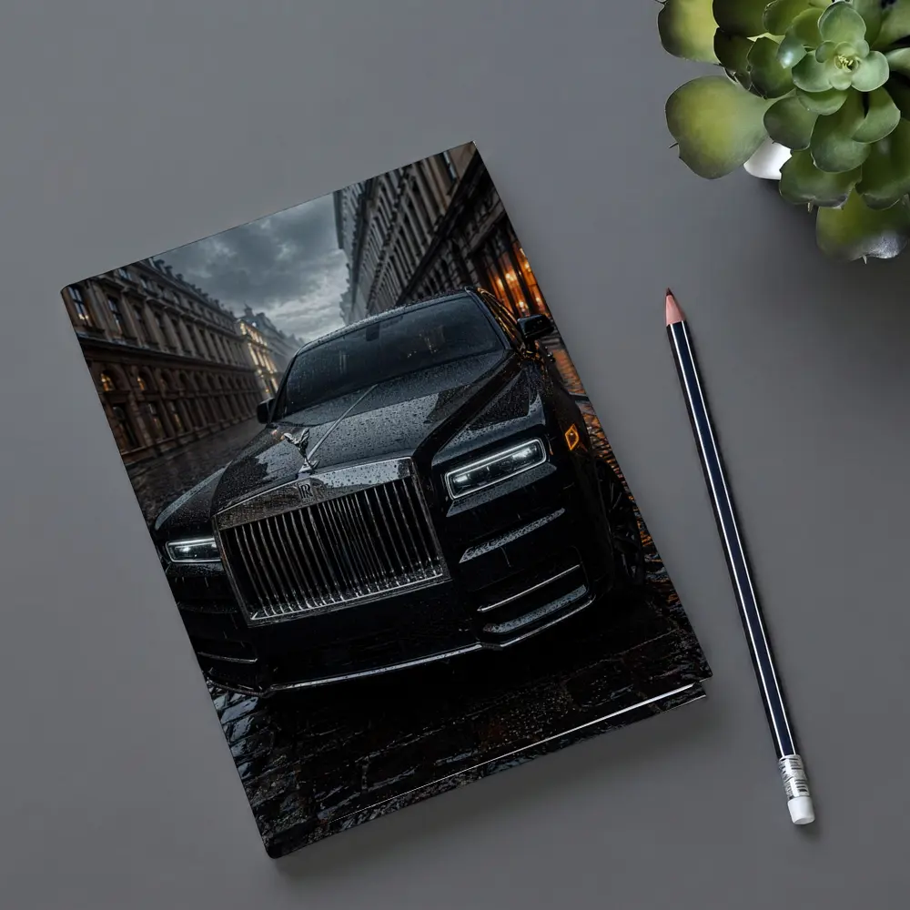 Rolls Royce Cullinan Black Rainy City Street – Notebooks