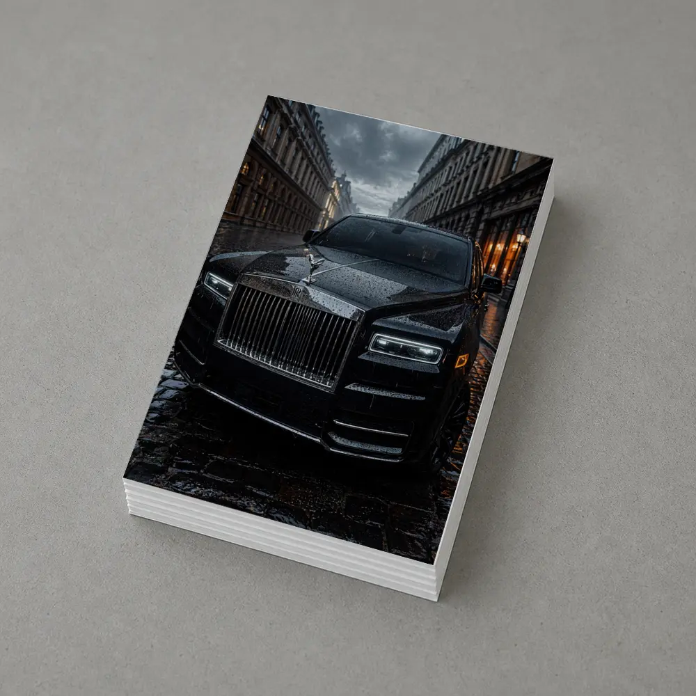 Rolls Royce Cullinan Black Rainy City Street – Postcards
