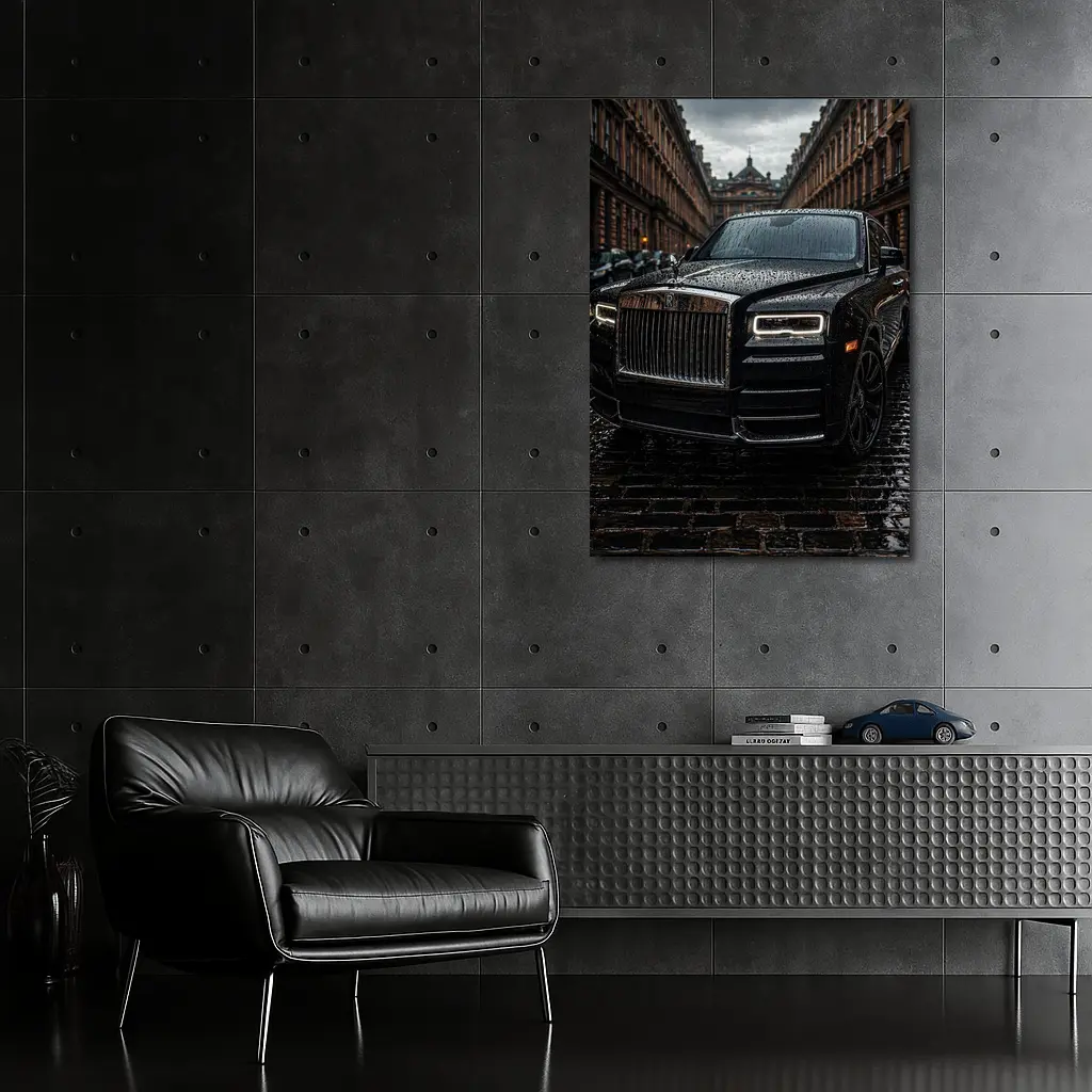 Rolls Royce Cullinan Black Wet City Street – Wall Art
