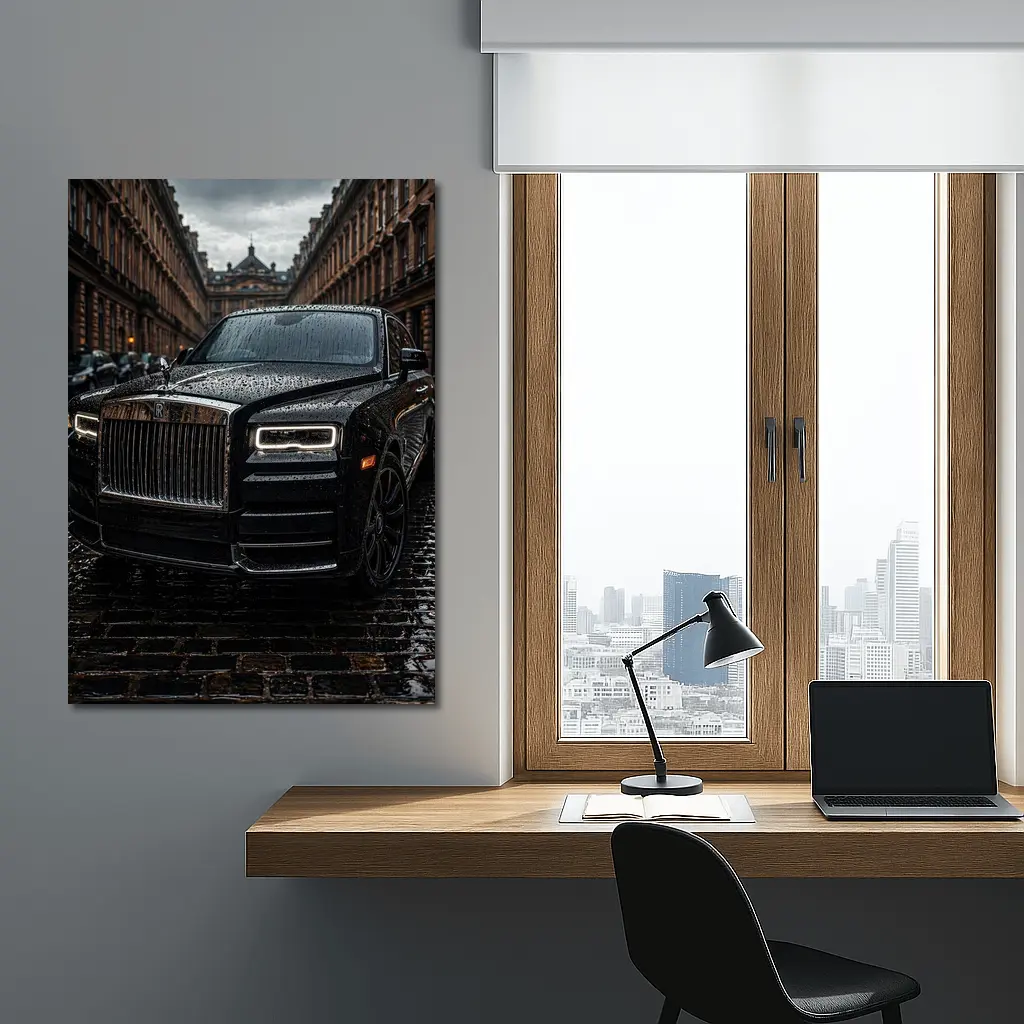 Rolls Royce Cullinan Black Wet City Street – Wall Art