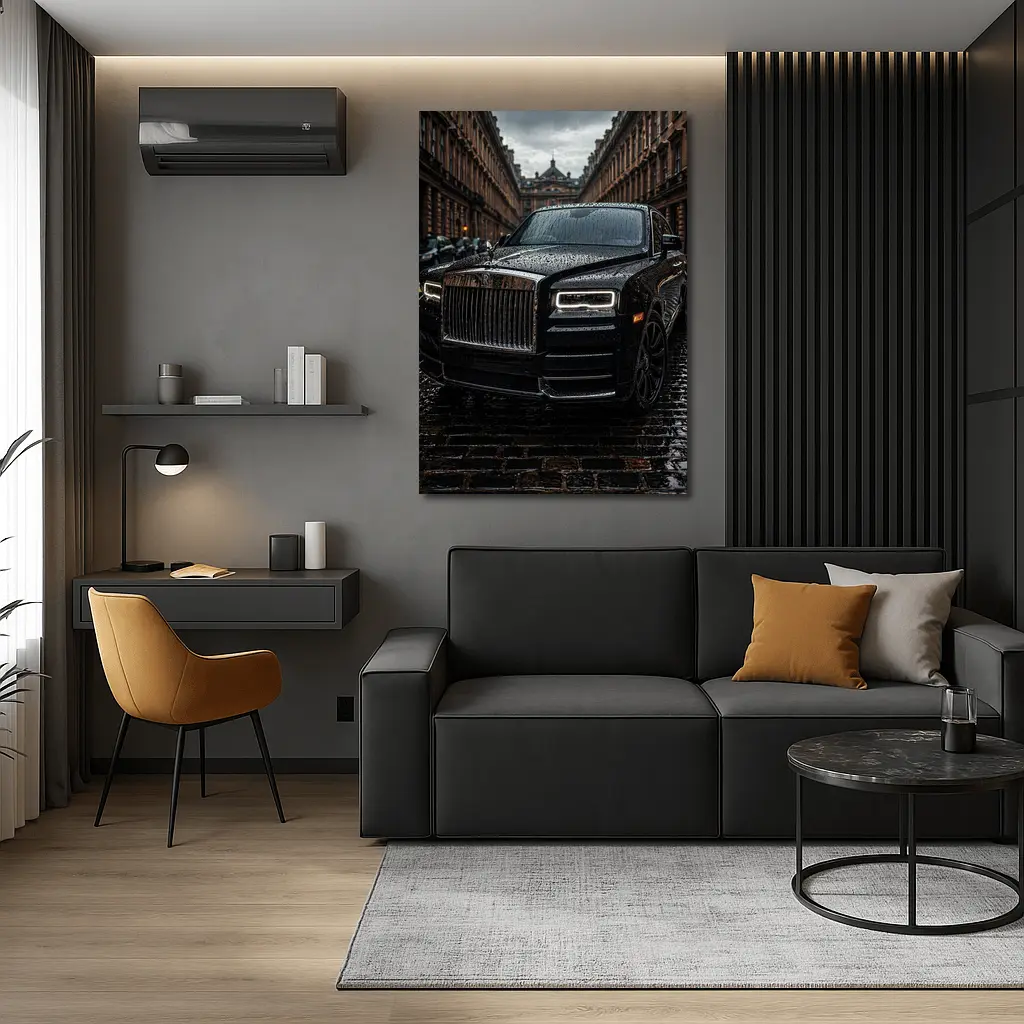 Rolls Royce Cullinan Black Wet City Street – Wall Art