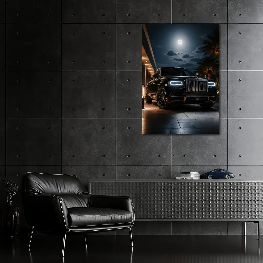 Rolls Royce Cullinan Black Night Moonlit Scene – Wall Art