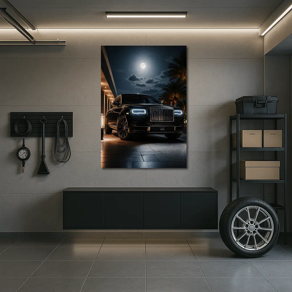 Rolls Royce Cullinan Black Night Moonlit Scene – Wall Art