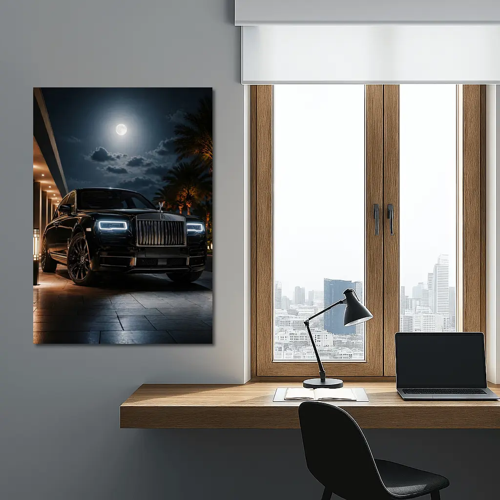 Rolls Royce Cullinan Black Night Moonlit Scene – Wall Art
