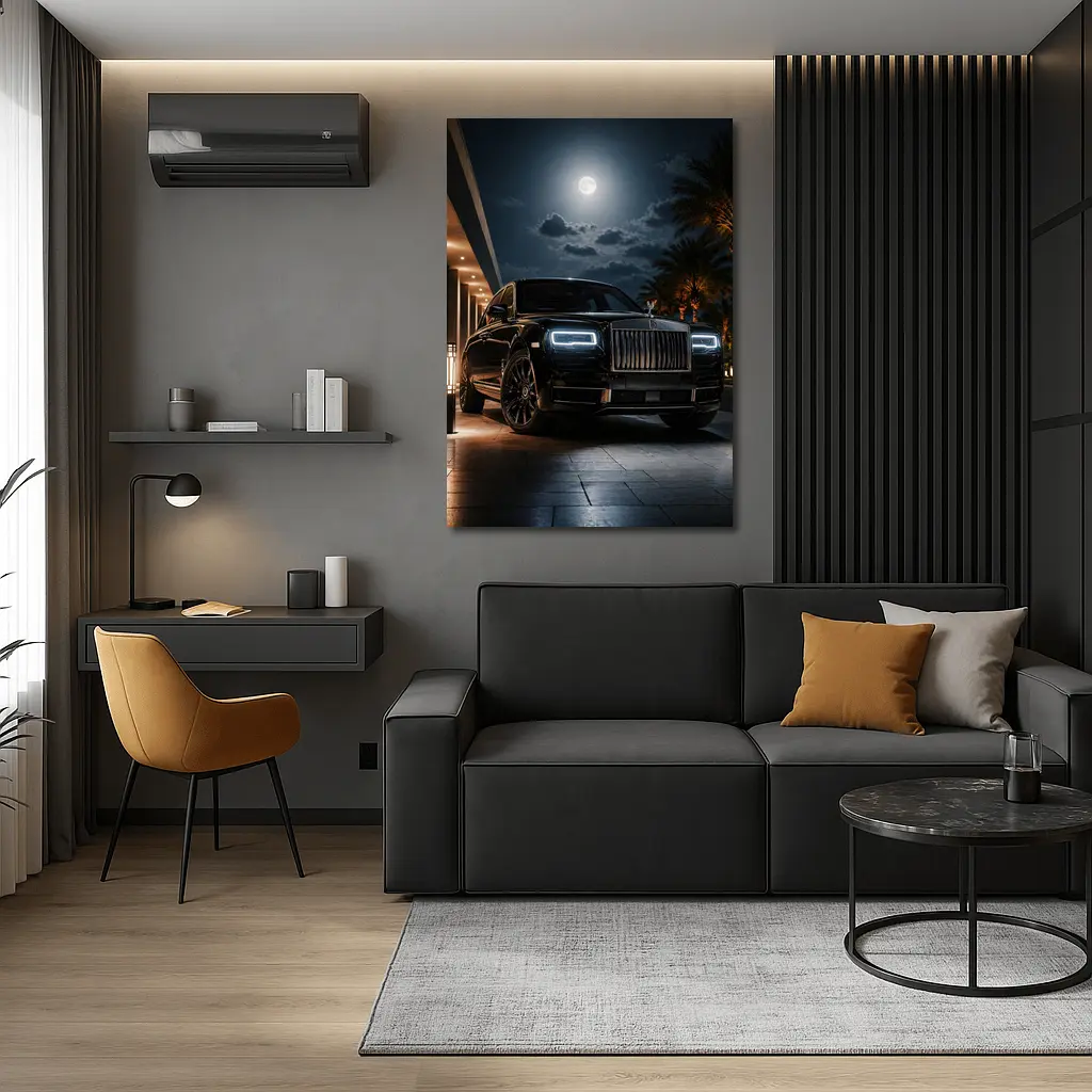Rolls Royce Cullinan Black Night Moonlit Scene – Wall Art