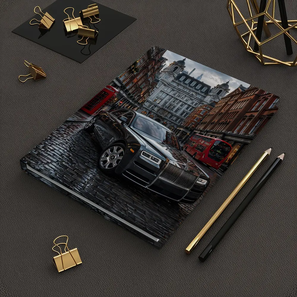 Rolls Royce Ghost London Wet Cobblestone Street – Notebooks