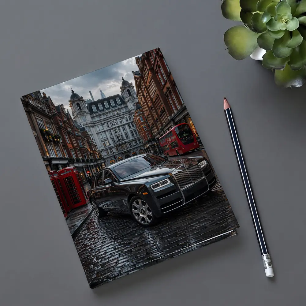 Rolls Royce Ghost London Wet Cobblestone Street – Notebooks