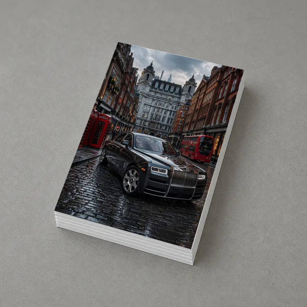 Rolls Royce Ghost London Wet Cobblestone Street – Postcards