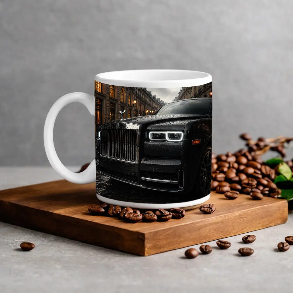 Rolls Royce Cullinan Black Rainy Paris Street – Mugs