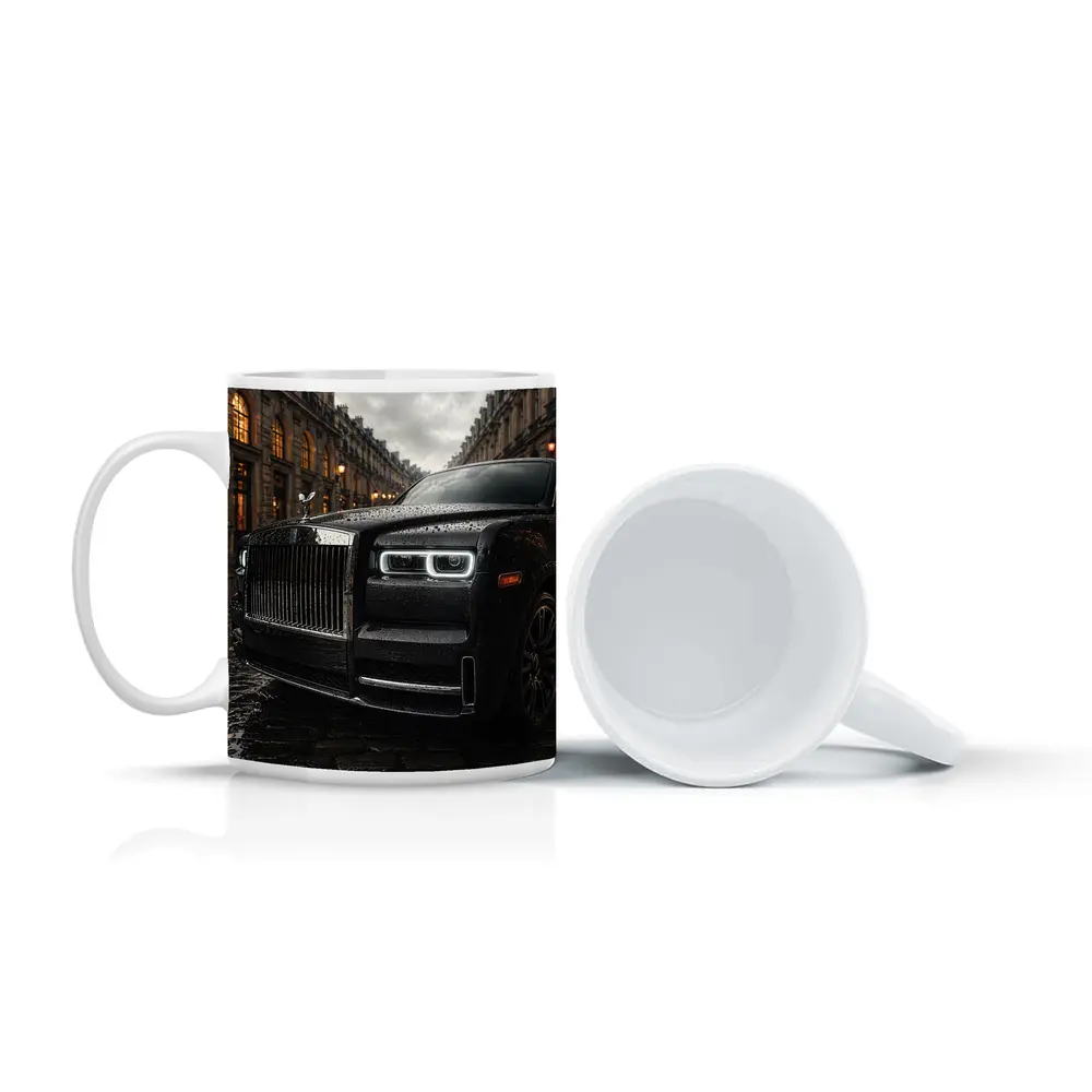 Rolls Royce Cullinan Black Rainy Paris Street – Mugs