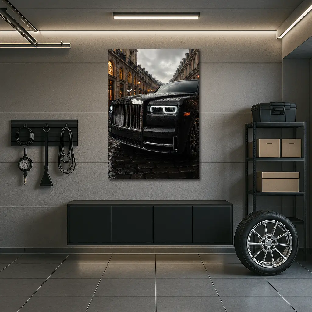 Rolls Royce Cullinan Black Rainy Paris Street – Wall Art