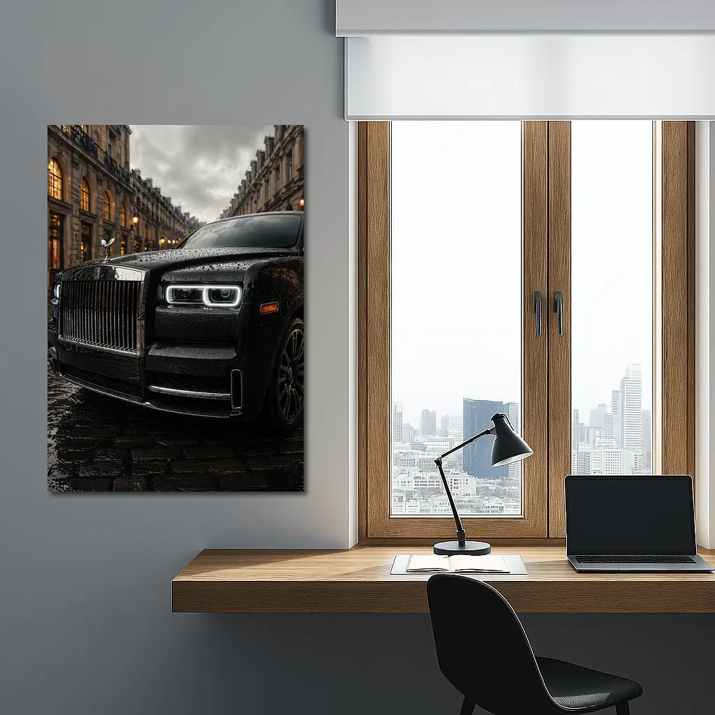 Rolls Royce Cullinan Black Rainy Paris Street – Wall Art