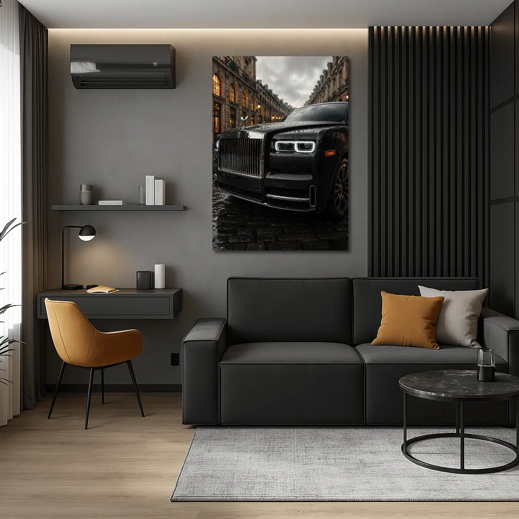 Rolls Royce Cullinan Black Rainy Paris Street – Wall Art