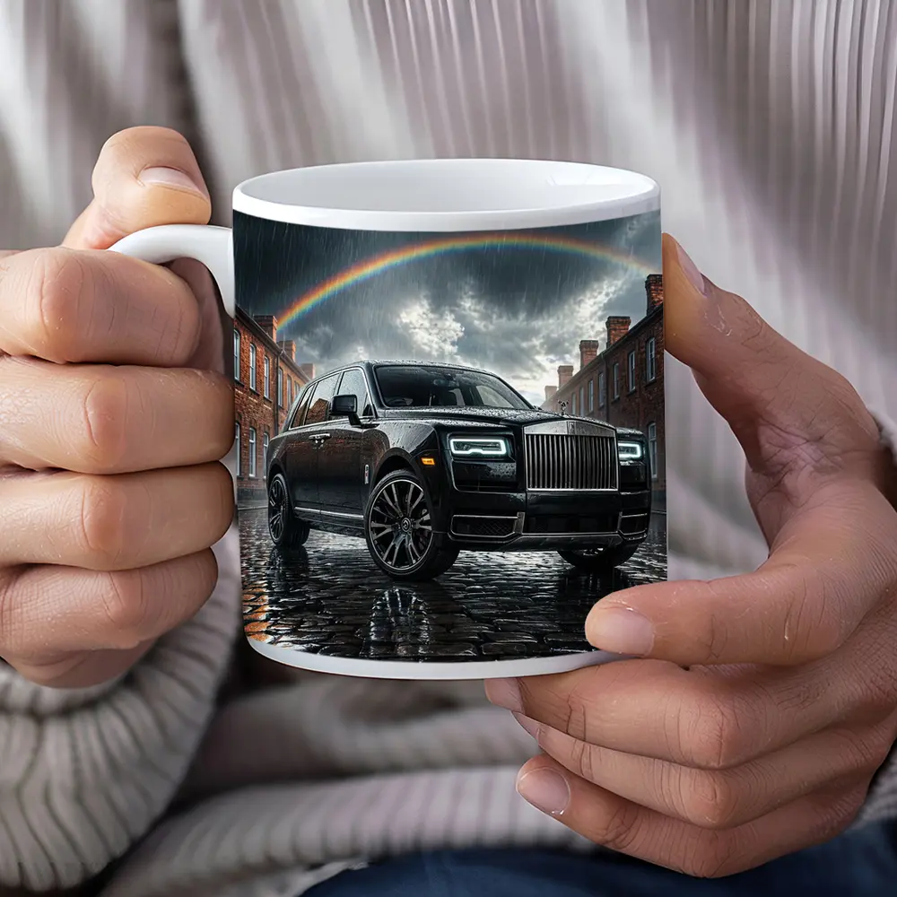 Rolls Royce Cullinan Black Rain Cobblestone Street – Mugs