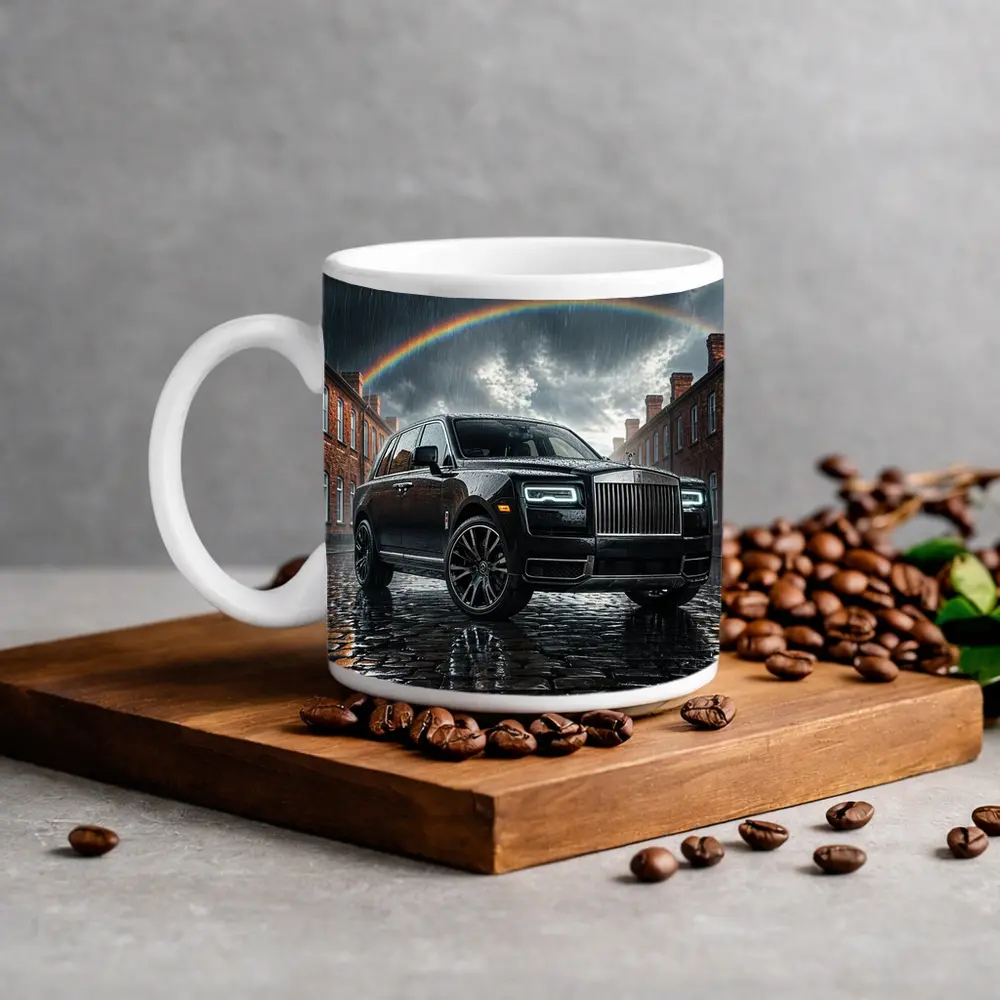 Rolls Royce Cullinan Black Rain Cobblestone Street – Mugs