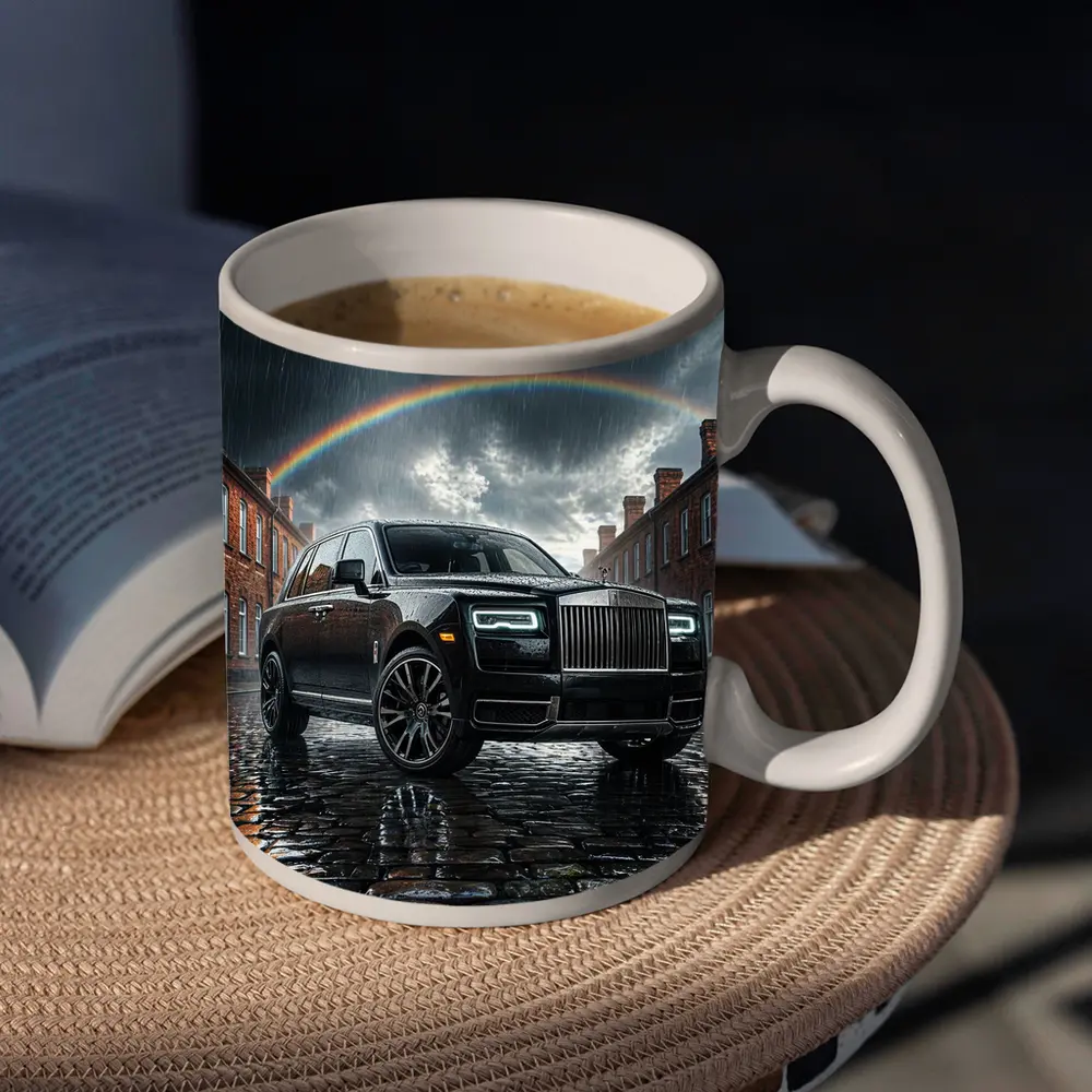 Rolls Royce Cullinan Black Rain Cobblestone Street – Mugs