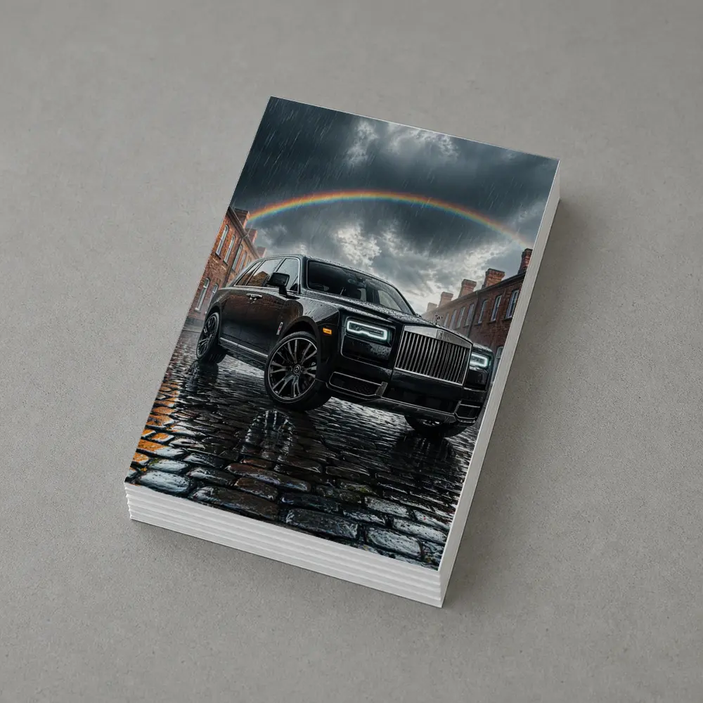 Rolls Royce Cullinan Black Rain Cobblestone Street – Postcards