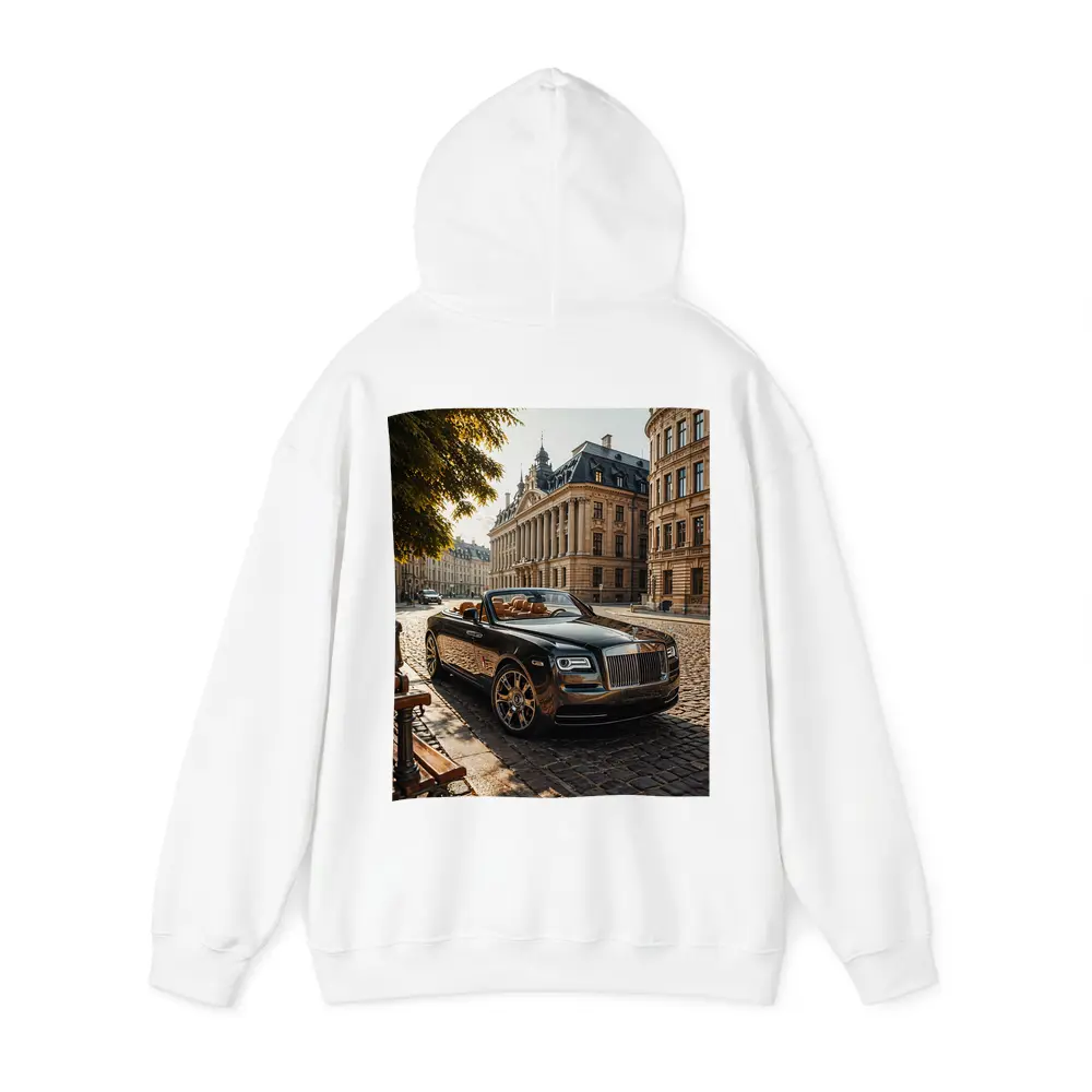 Rolls Royce Dawn Parked European Cobblestone Street – Hoodies