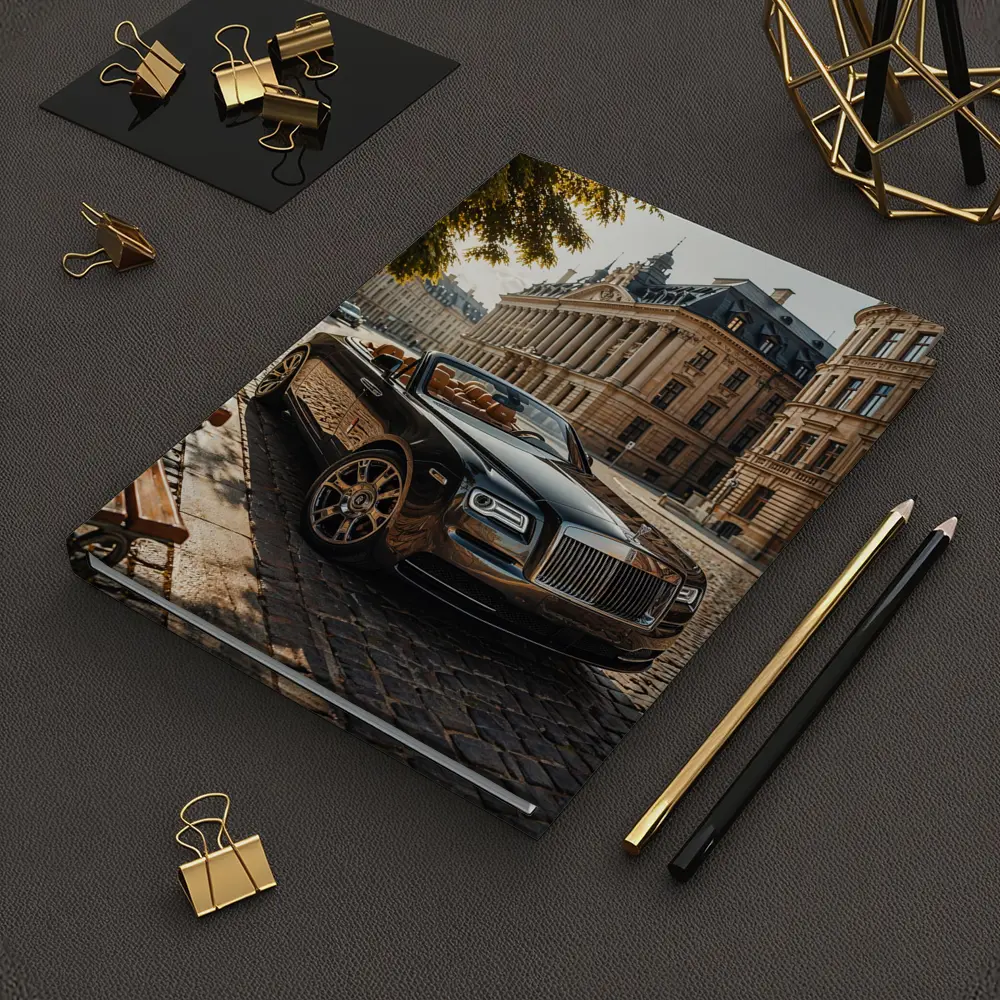 Rolls Royce Dawn Parked European Cobblestone Street – Notebooks