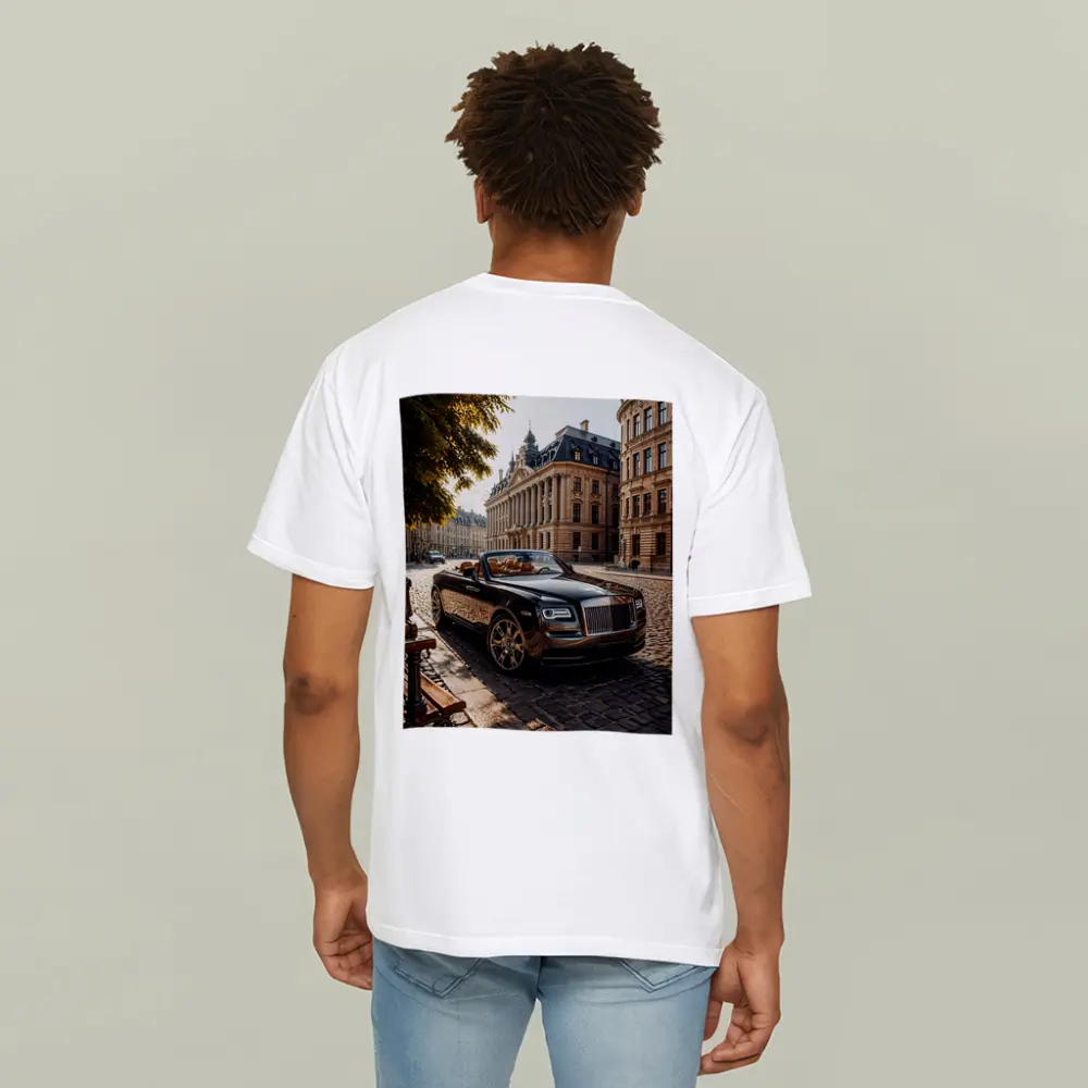 Rolls Royce Dawn Parked European Cobblestone Street – T-Shirts